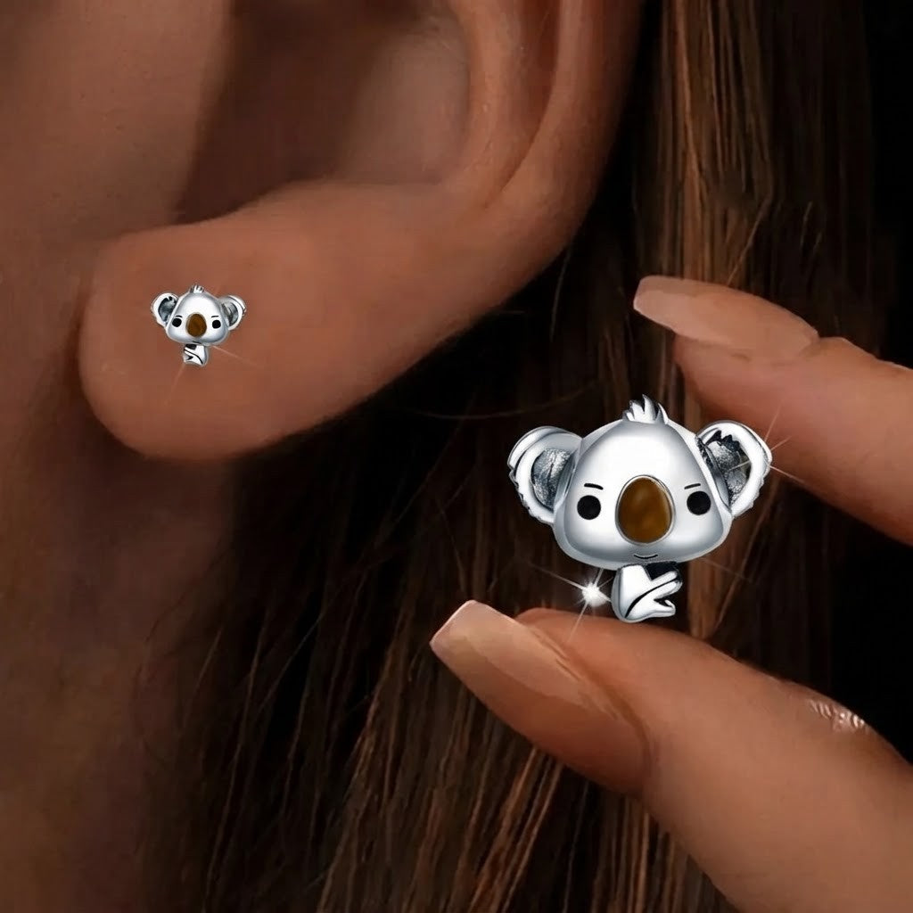 Brown Nose Koala Stud Earrings