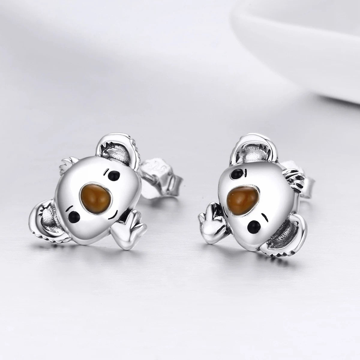 Brown Nose Koala Stud Earrings