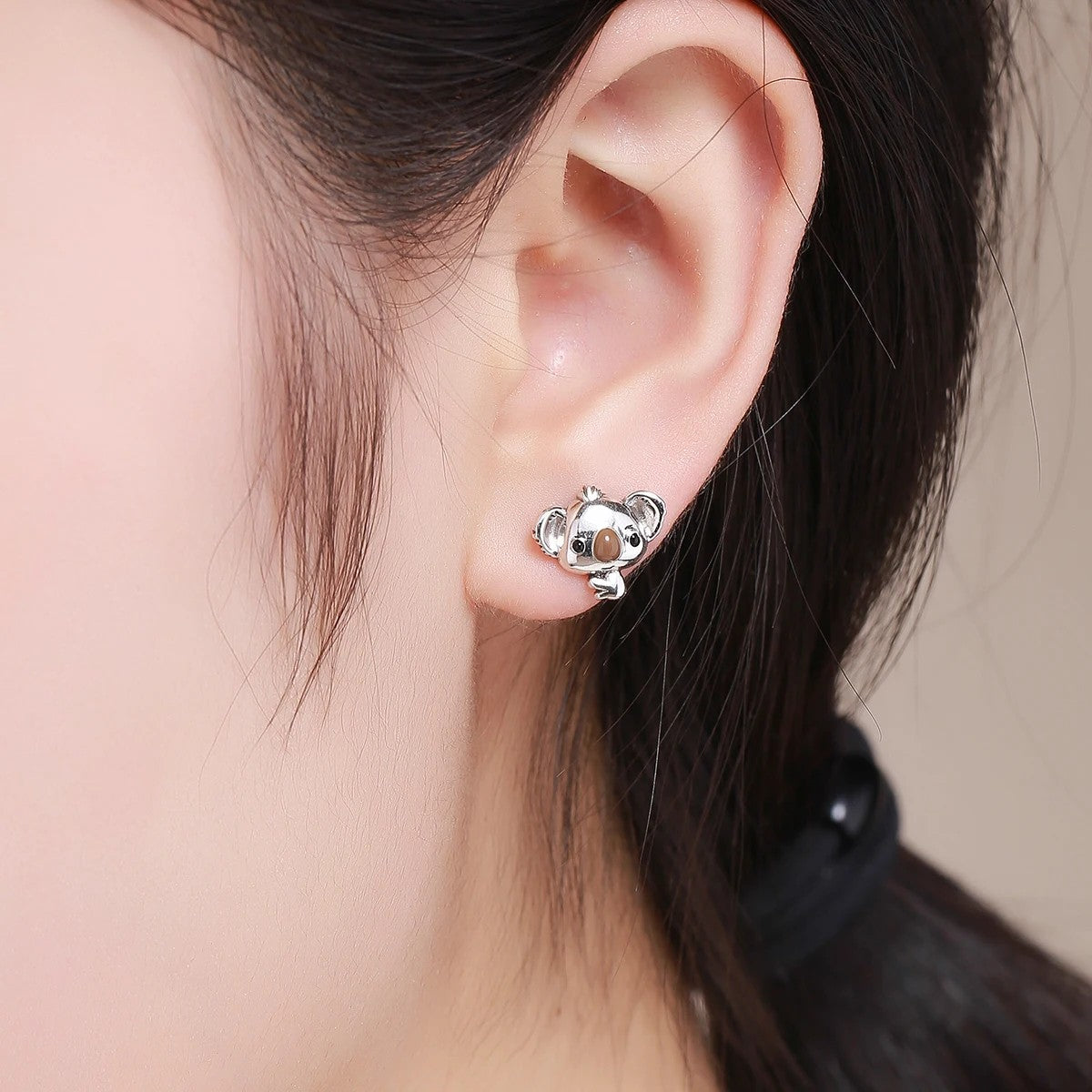 Brown Nose Koala Stud Earrings