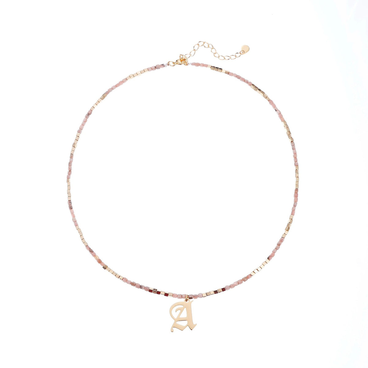 Old English Initial Beaded Necklace