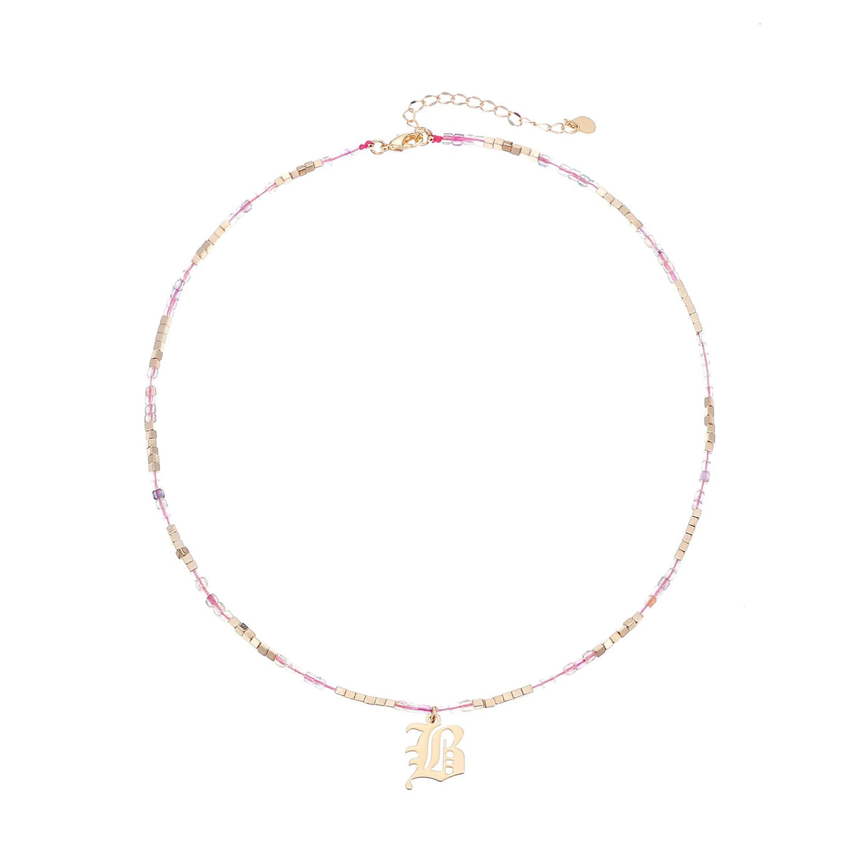 Old English Initial Beaded Necklace