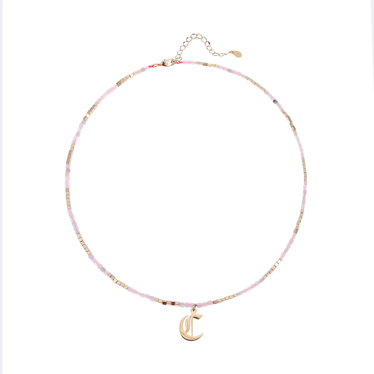 Old English Initial Beaded Necklace