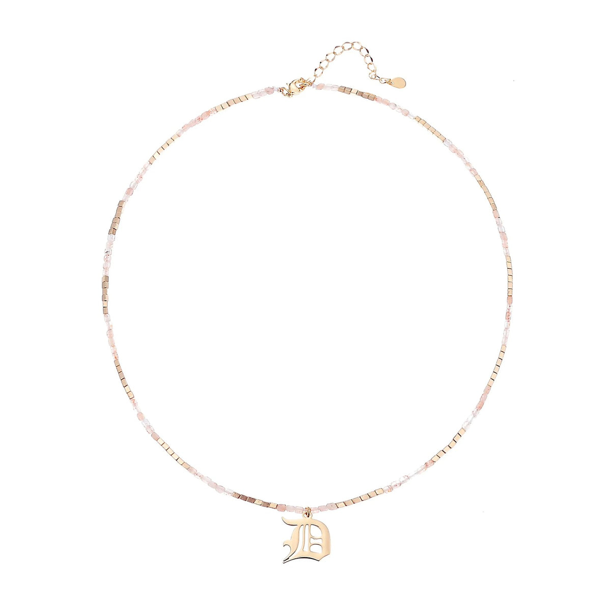 Old English Initial Beaded Necklace