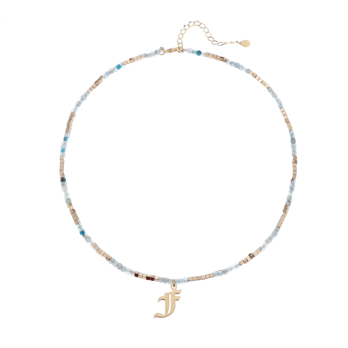 Old English Initial Beaded Necklace