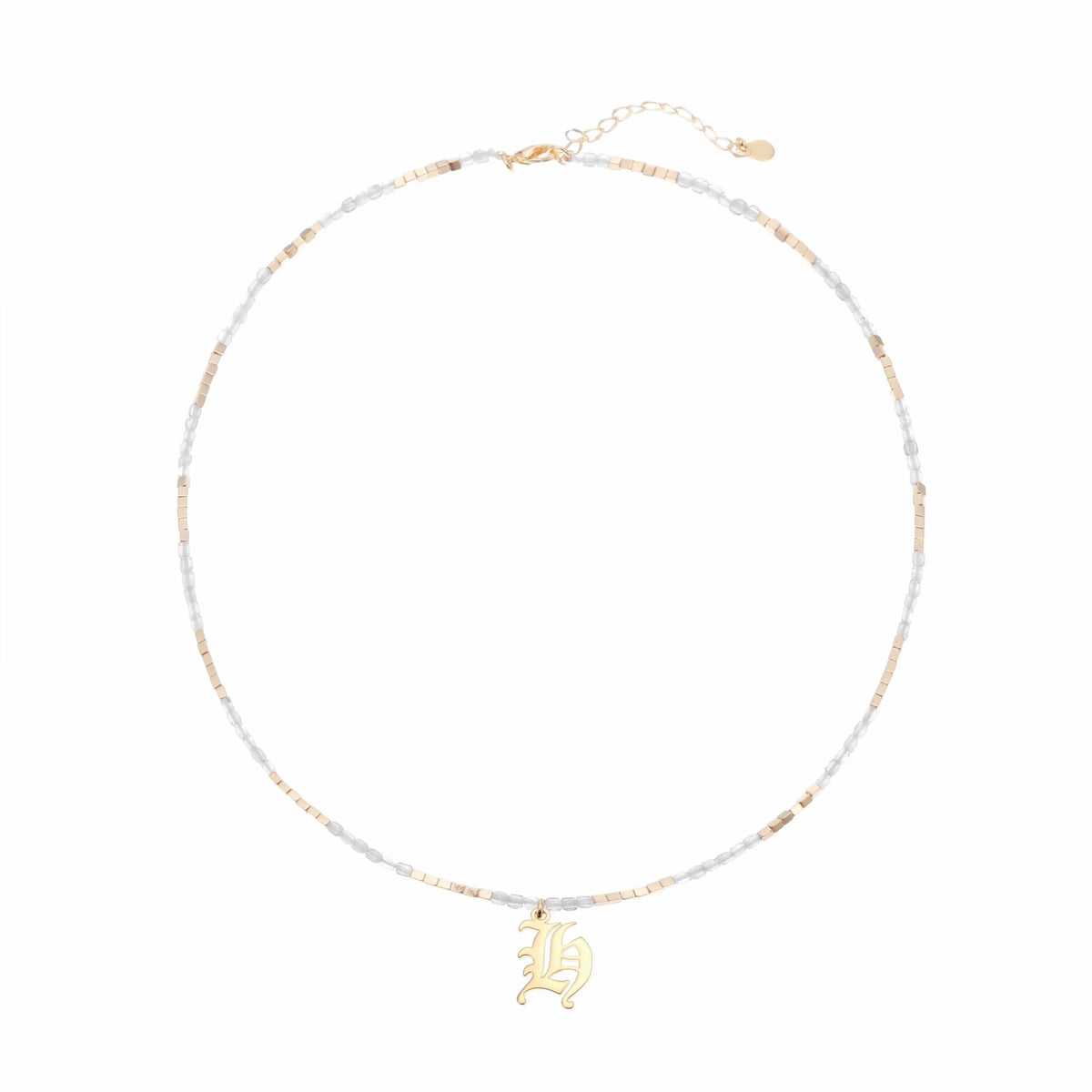 Old English Initial Beaded Necklace
