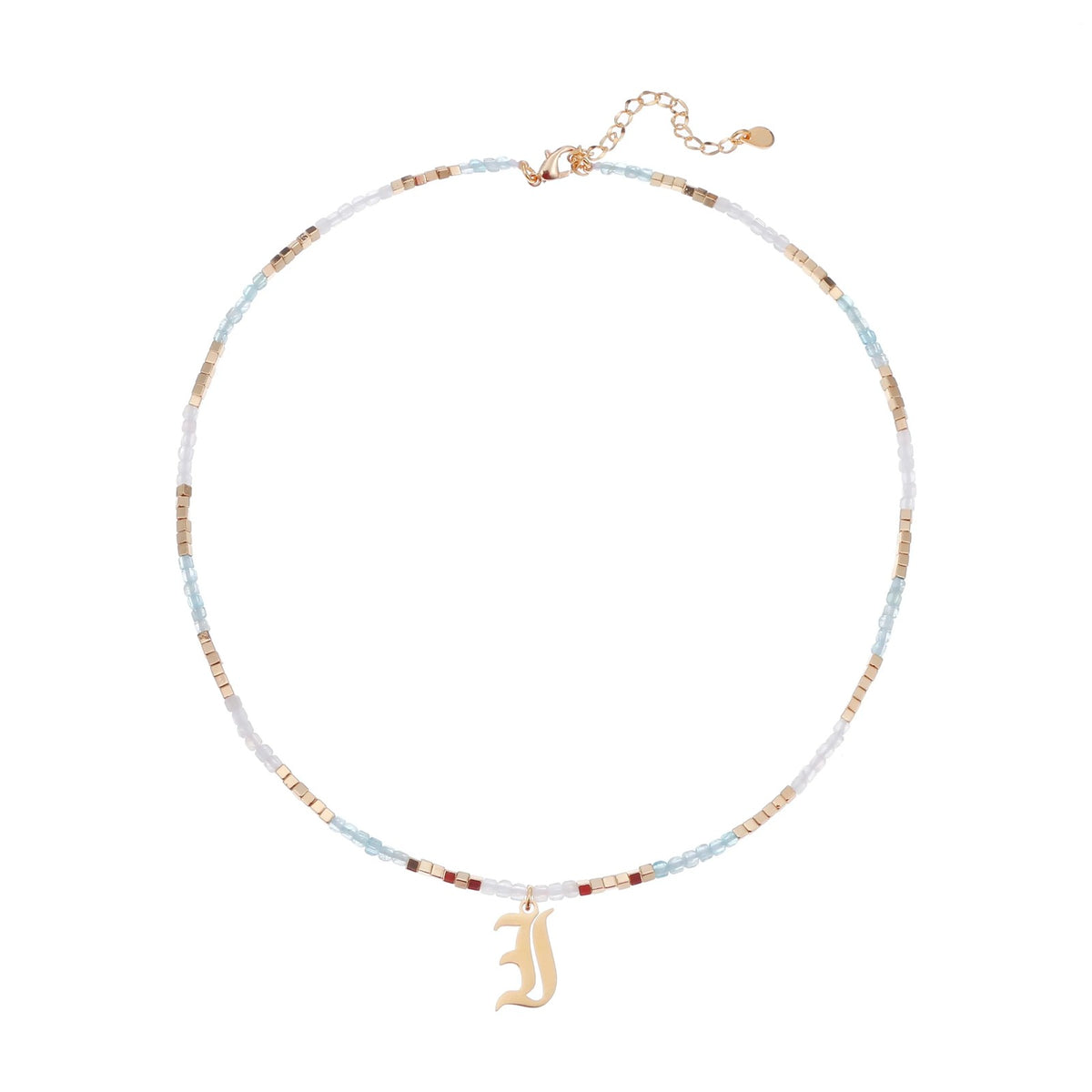 Old English Initial Beaded Necklace