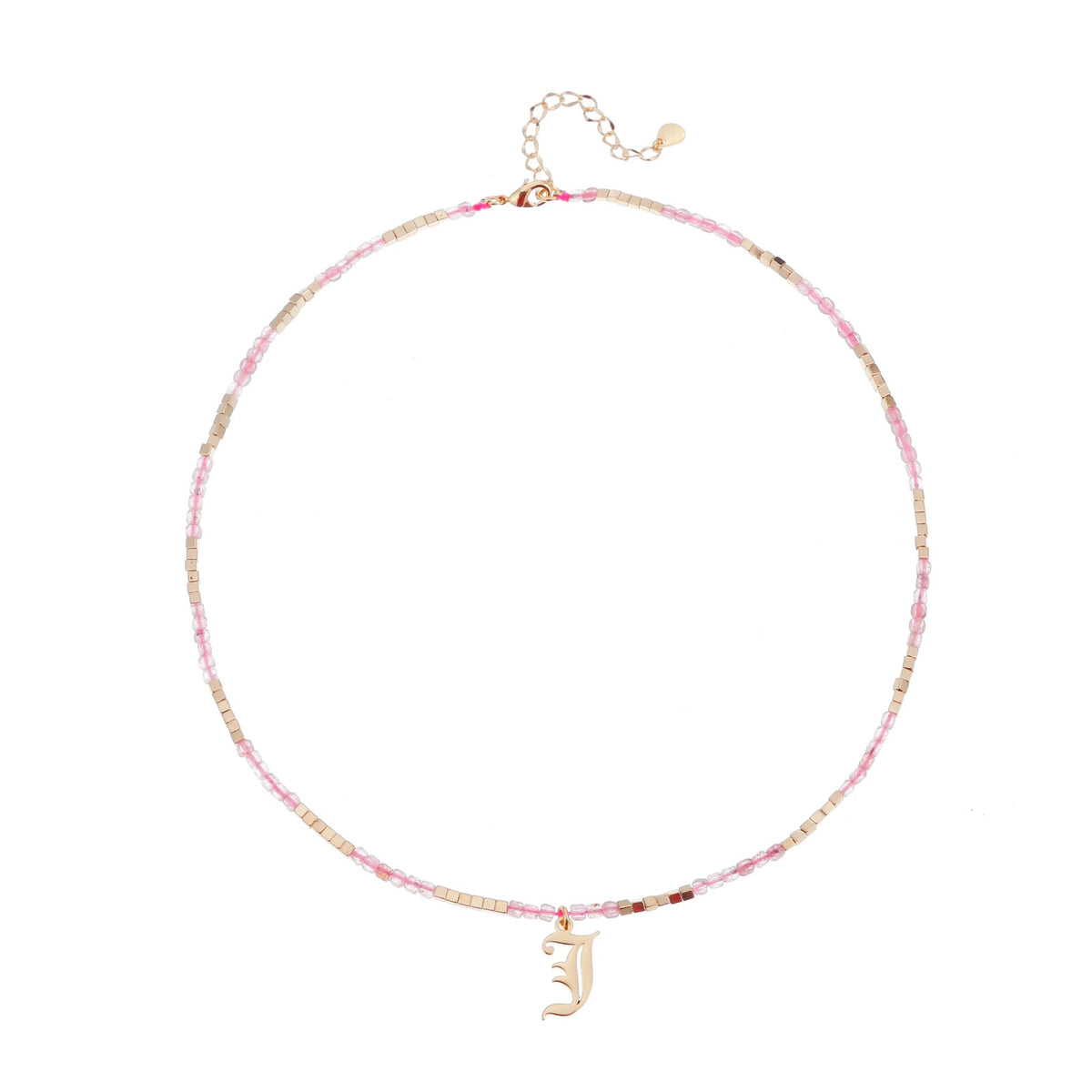 Old English Initial Beaded Necklace