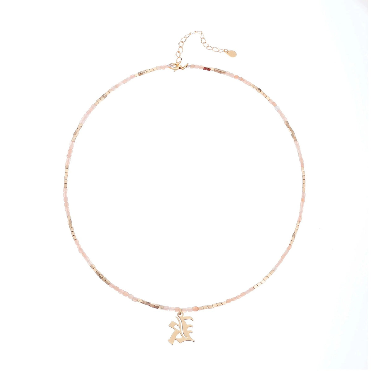 Old English Initial Beaded Necklace
