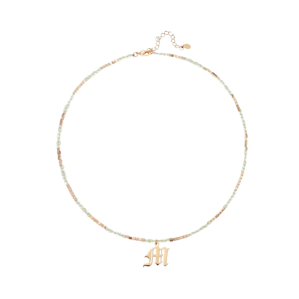 Old English Initial Beaded Necklace