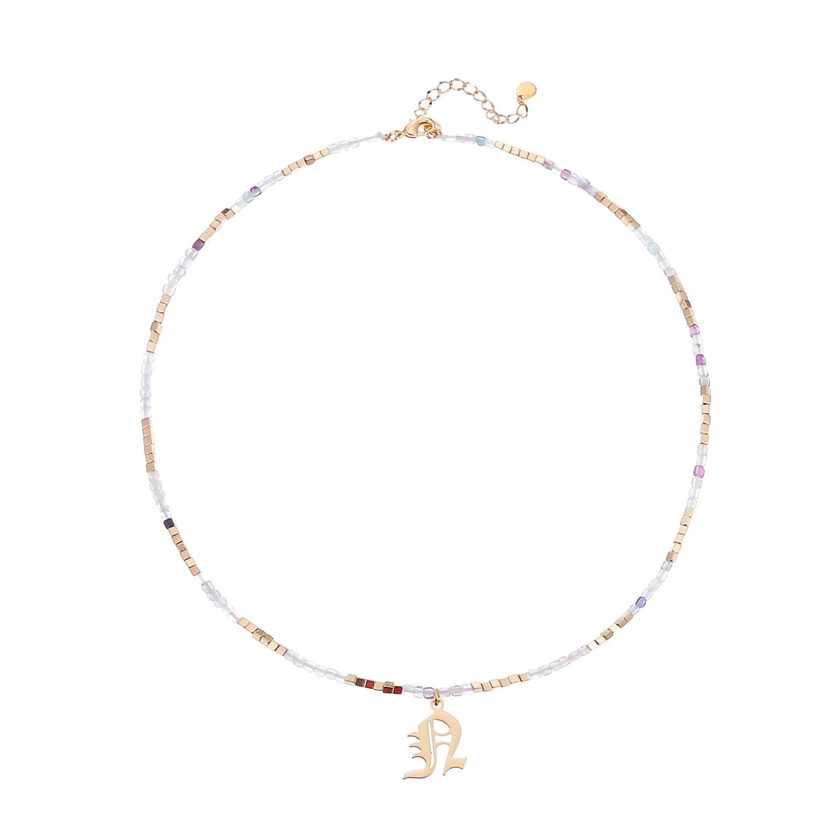 Old English Initial Beaded Necklace