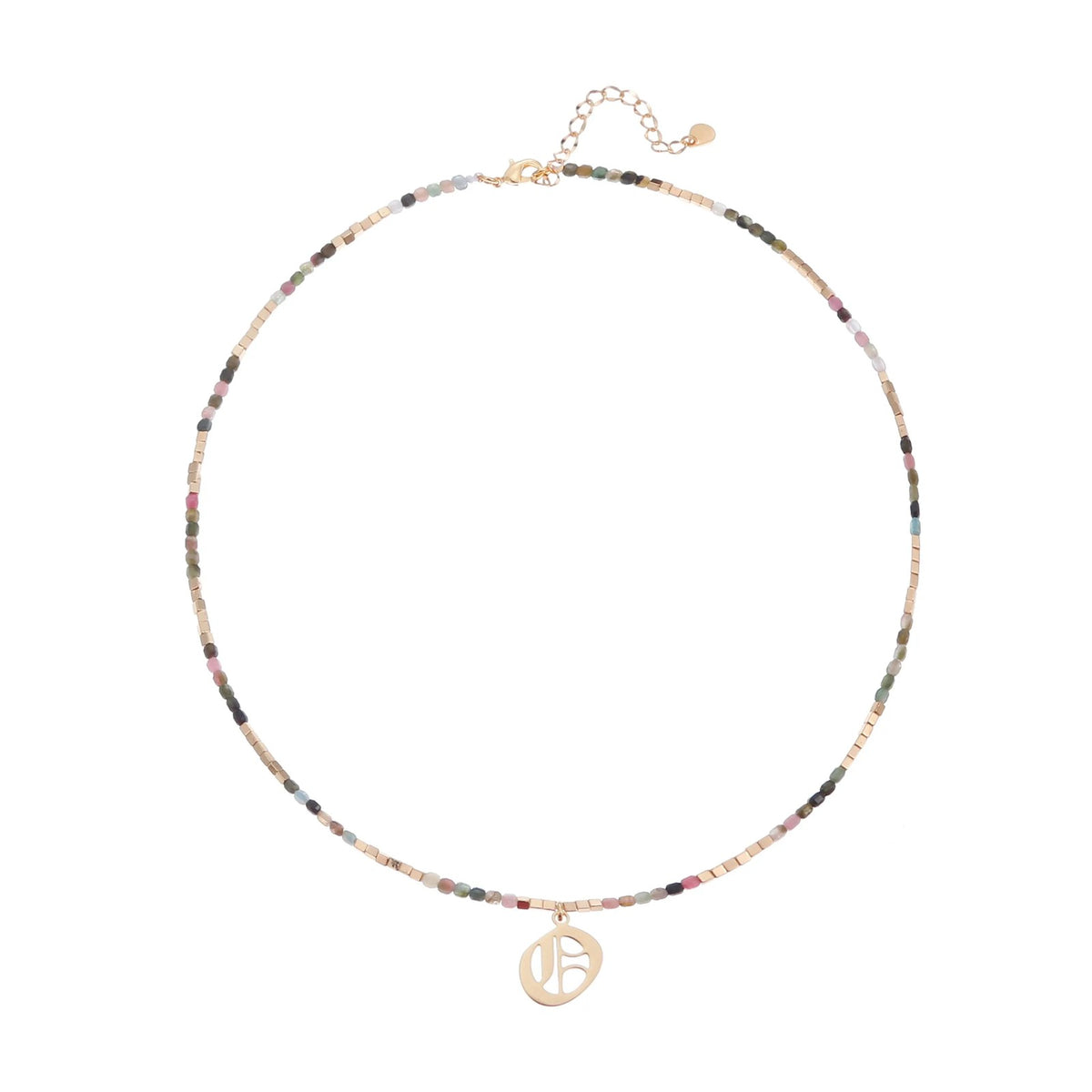 Old English Initial Beaded Necklace