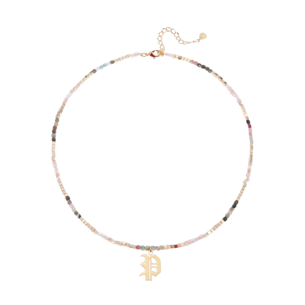 Old English Initial Beaded Necklace