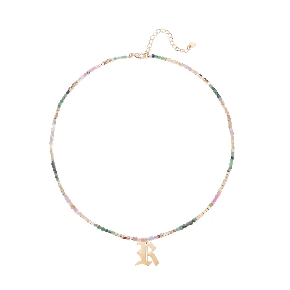 Old English Initial Beaded Necklace