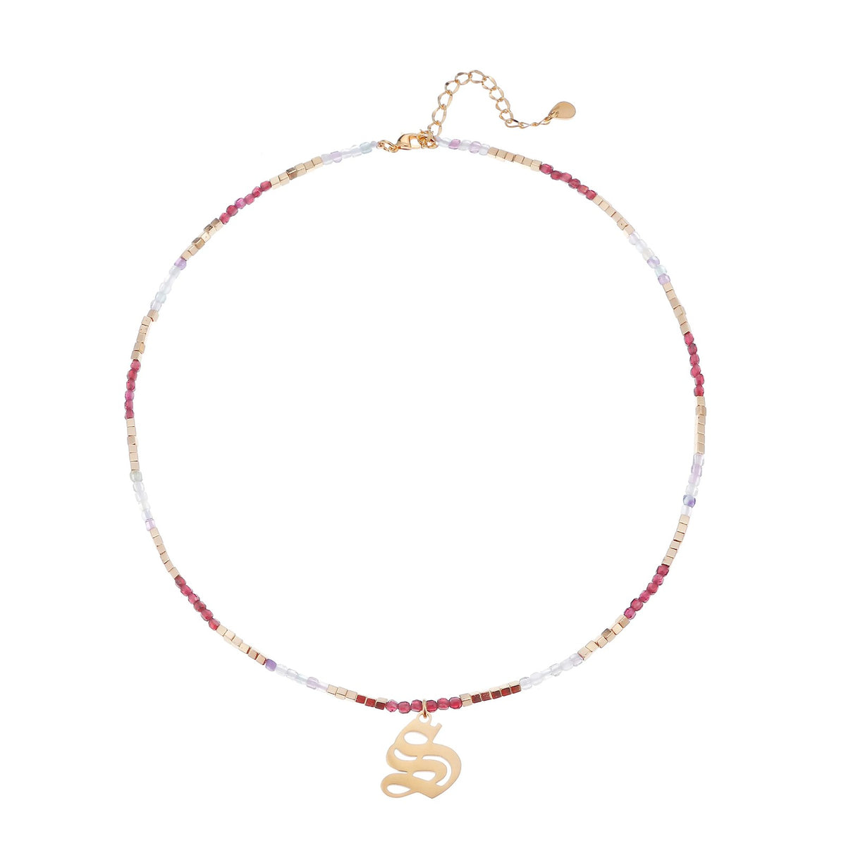 Old English Initial Beaded Necklace