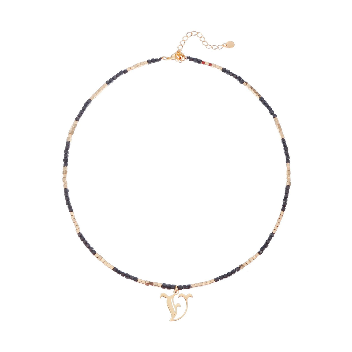 Old English Initial Beaded Necklace