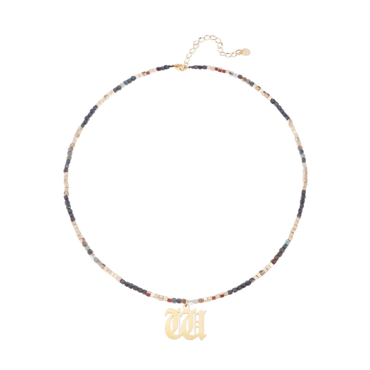 Old English Initial Beaded Necklace