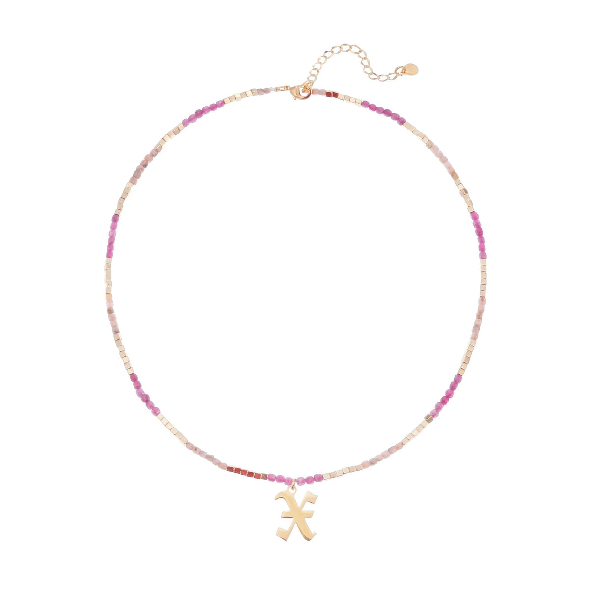Old English Initial Beaded Necklace