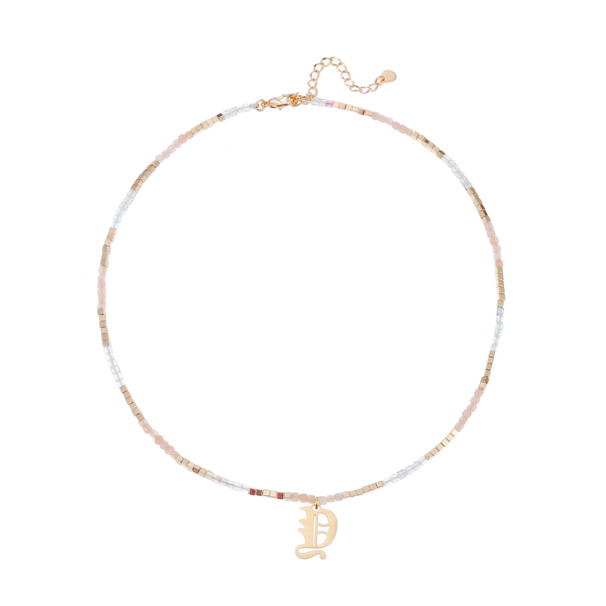 Old English Initial Beaded Necklace