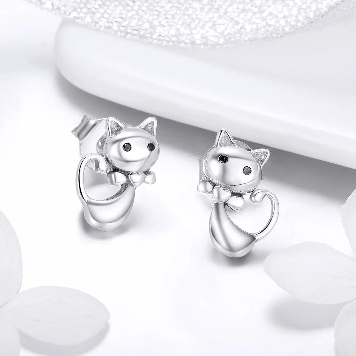 Bow Tie Cat Stud Earrings