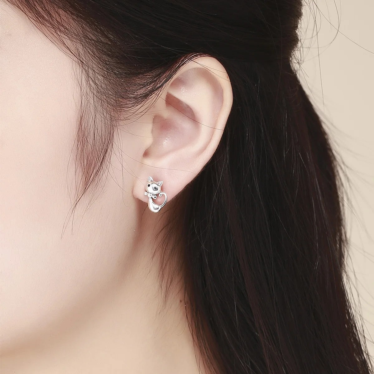 Bow Tie Cat Stud Earrings