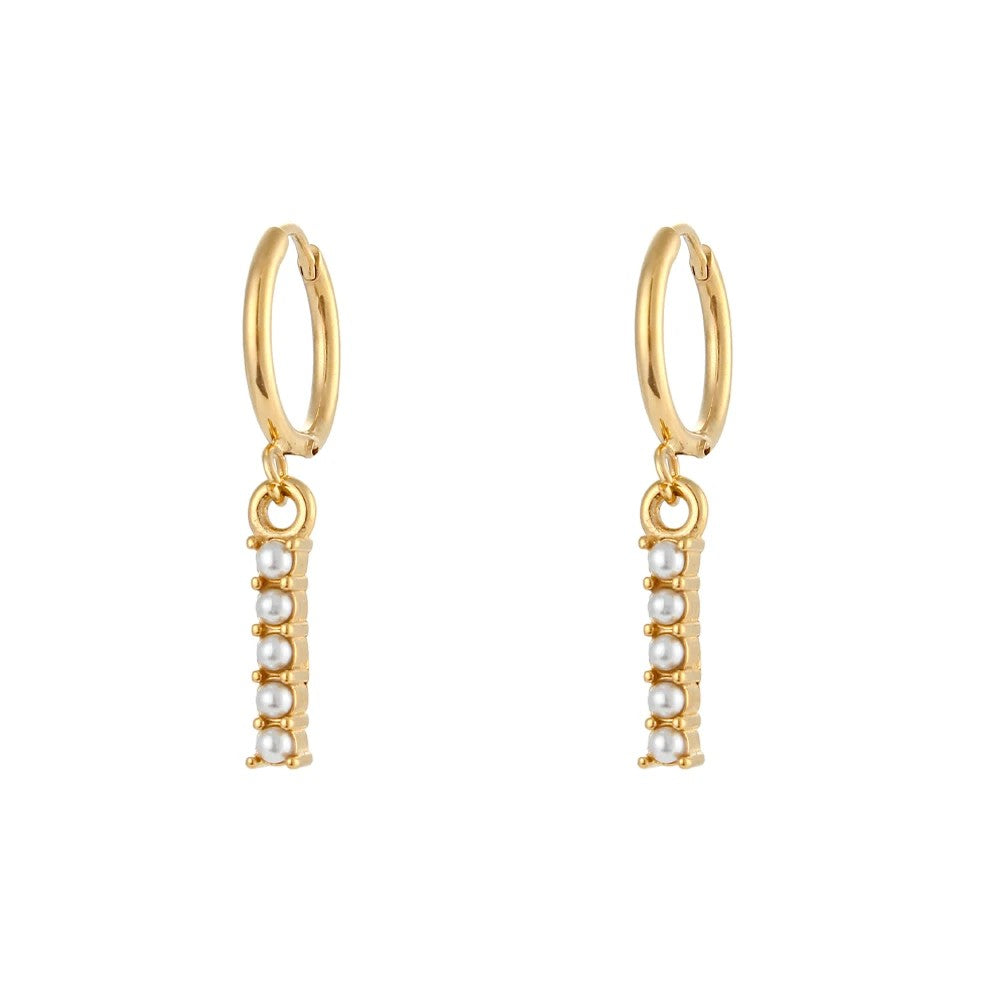 Pearl Initial Hoop Earrings