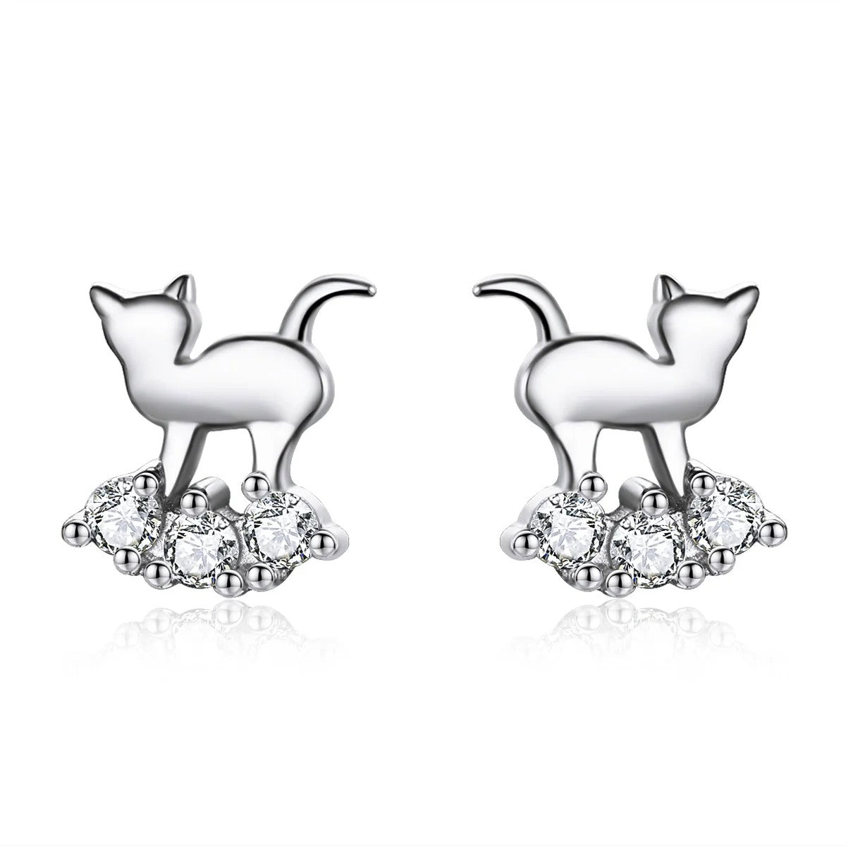 Cat Zircon Pebble Stud Earrings