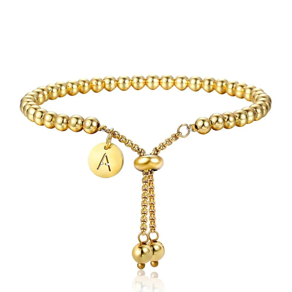 Adjustable Initial Bead Bracelet