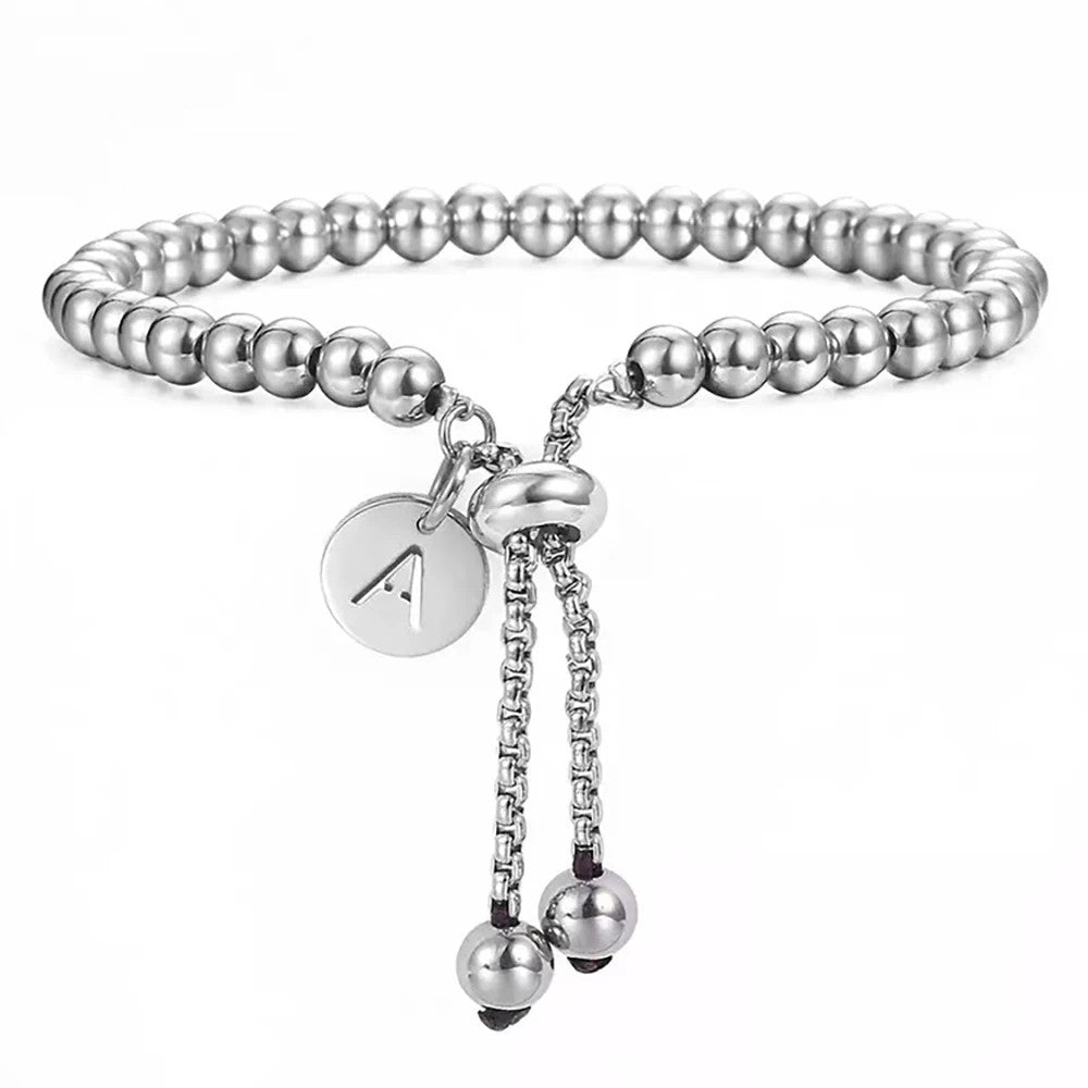 Adjustable Initial Bead Bracelet