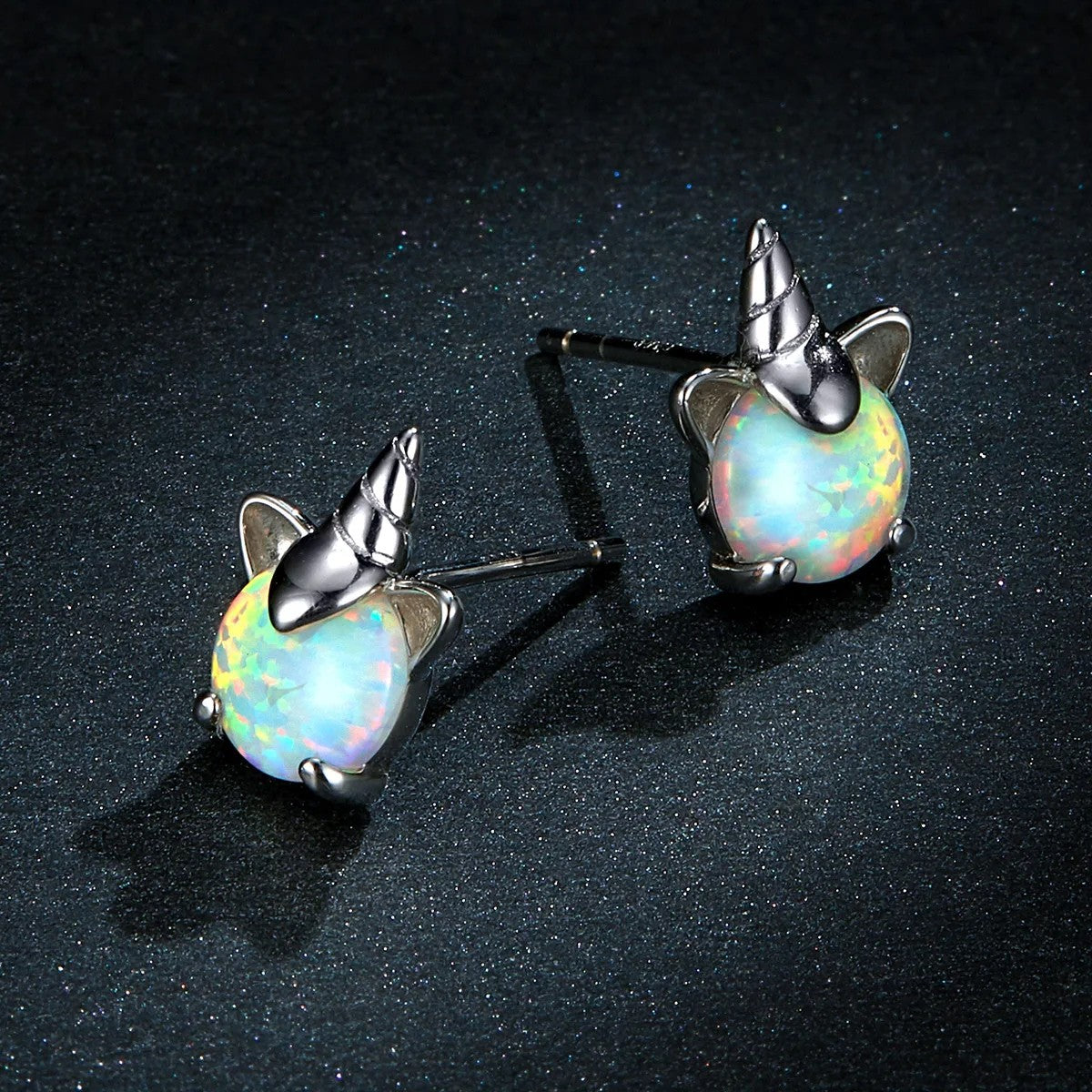 Opal Unicorn Stud Earrings