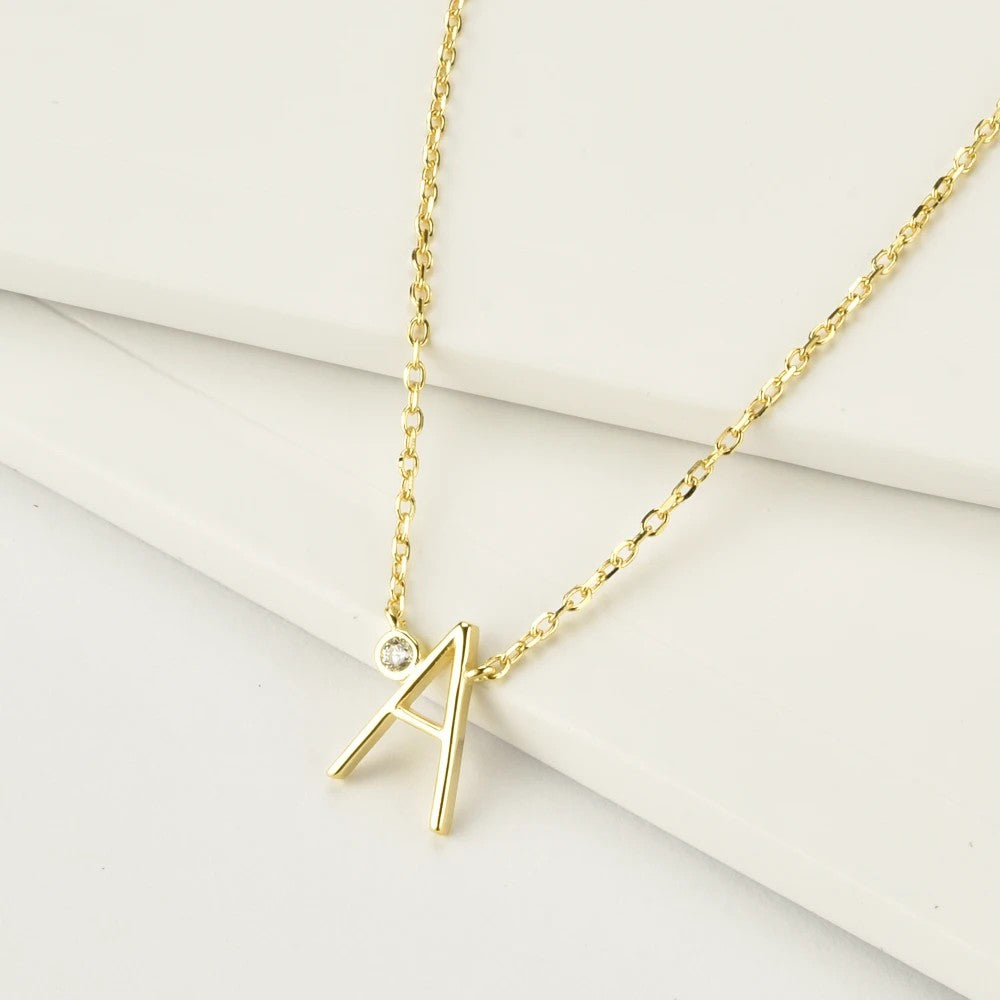 Crystal Initial Link Necklace