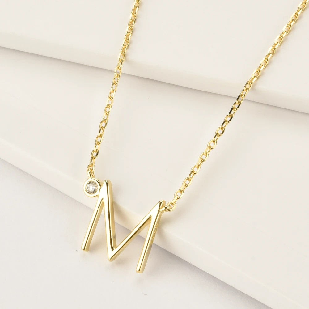 Crystal Initial Link Necklace