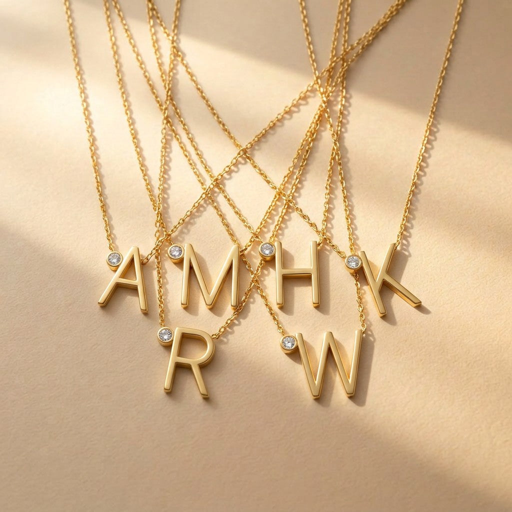 Crystal Initial Link Necklace