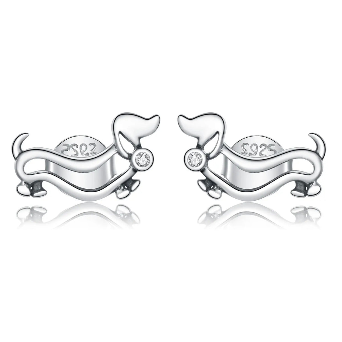 Gold Crystal Dachshund Stud Earrings