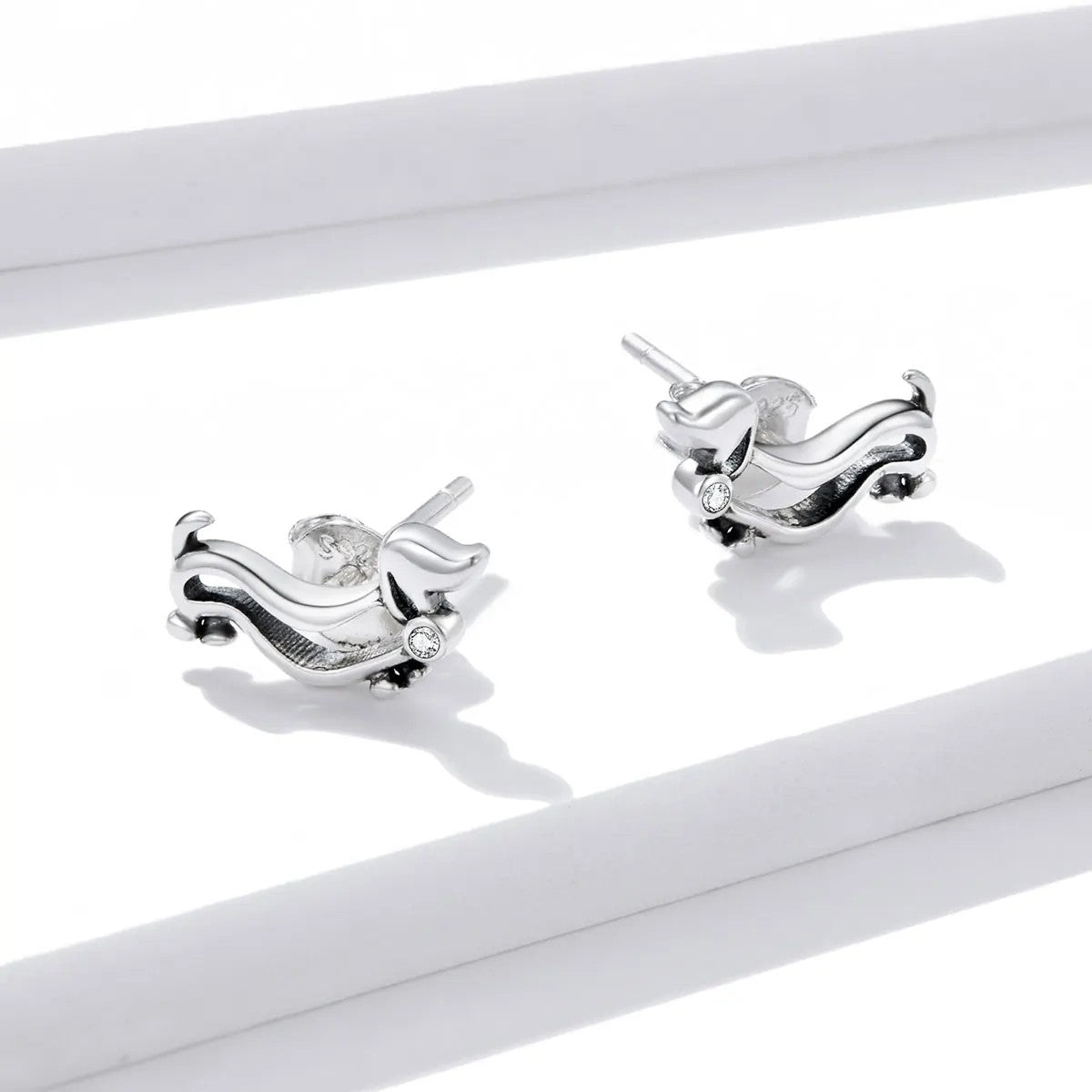 Gold Crystal Dachshund Stud Earrings