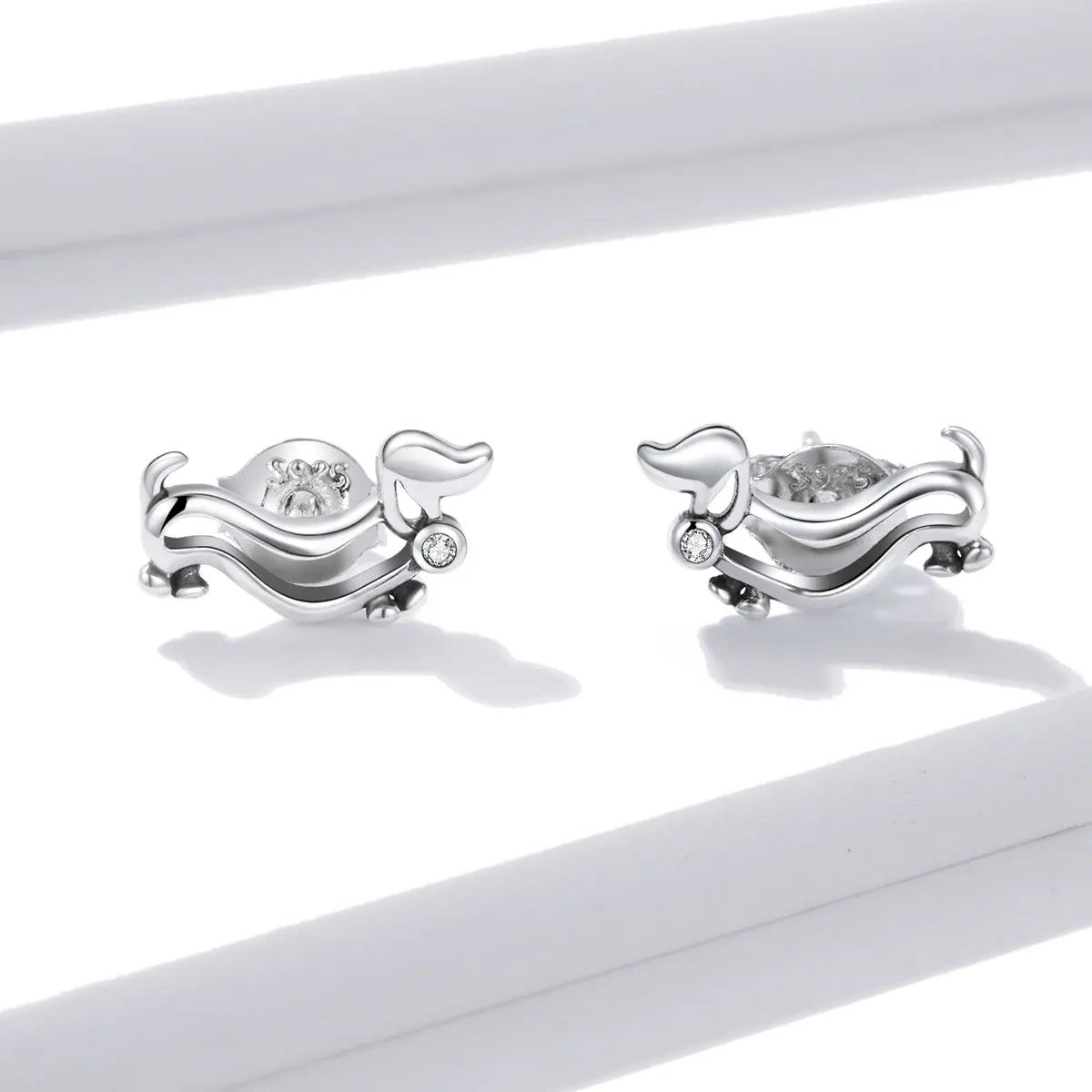 Gold Crystal Dachshund Stud Earrings