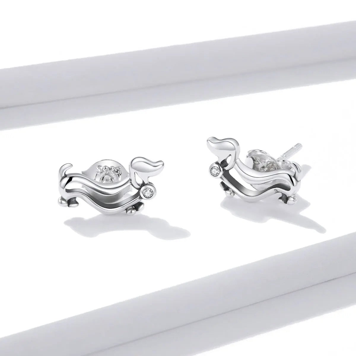 Gold Crystal Dachshund Stud Earrings