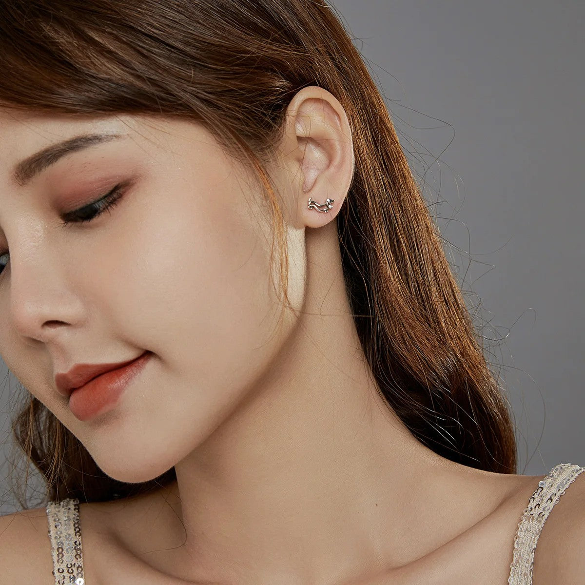 Gold Crystal Dachshund Stud Earrings