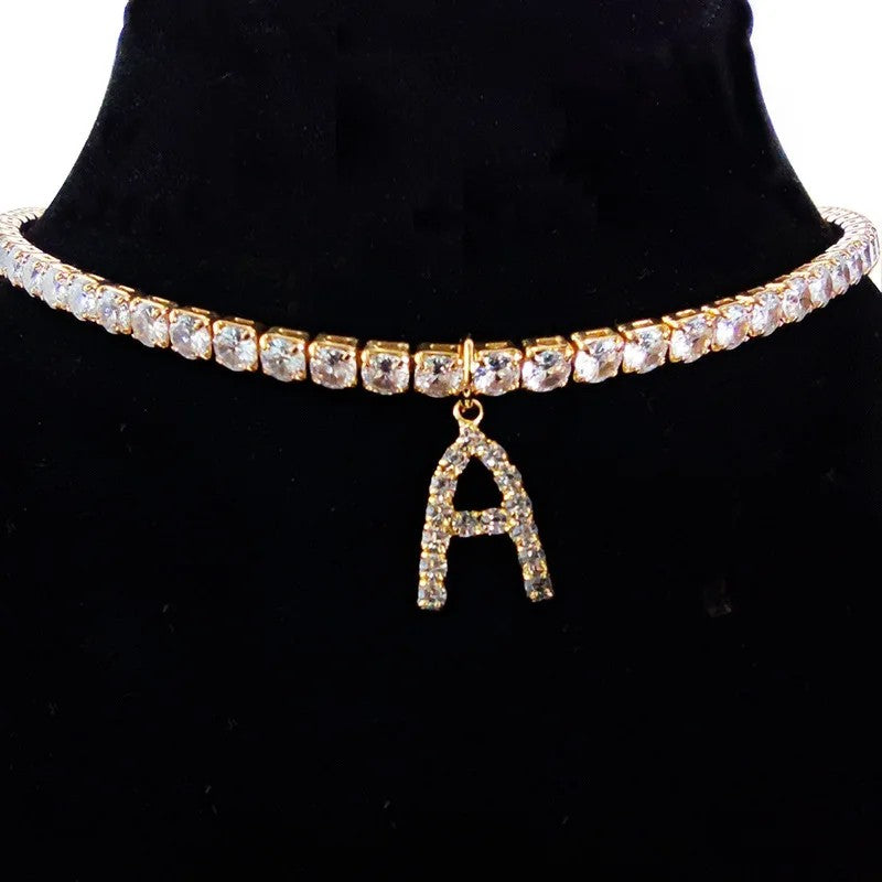 Crystal Initial Butterfly Tennis Necklace