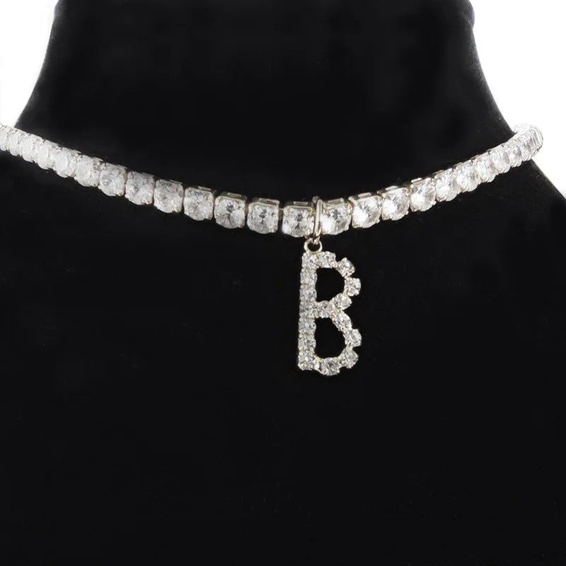 Crystal Initial Butterfly Tennis Necklace