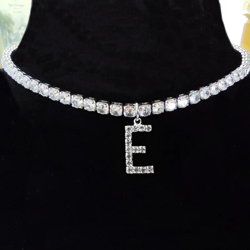 Crystal Initial Butterfly Tennis Necklace