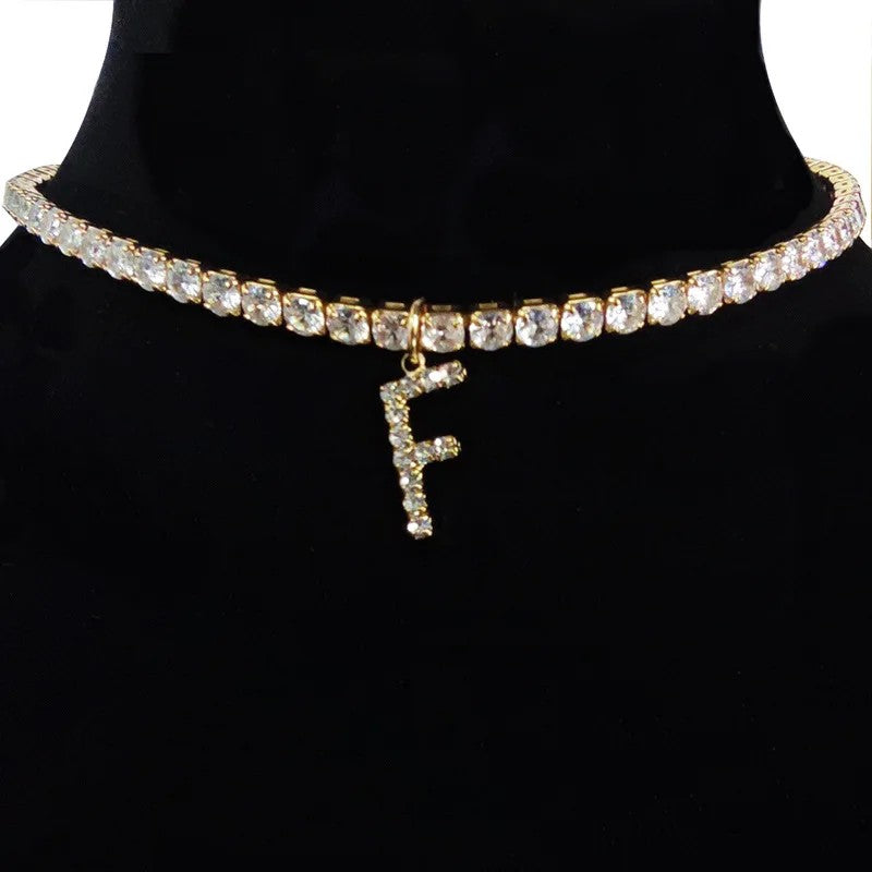 Crystal Initial Butterfly Tennis Necklace