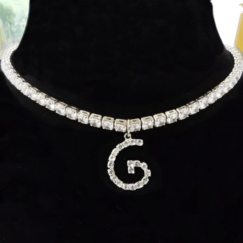 Crystal Initial Butterfly Tennis Necklace