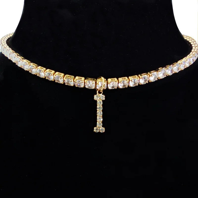 Crystal Initial Butterfly Tennis Necklace