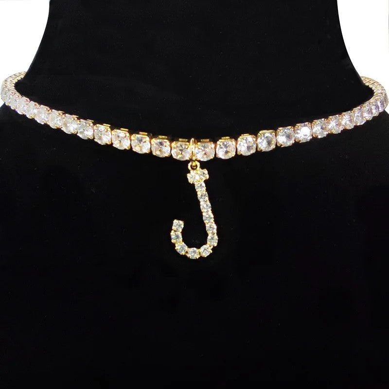 Crystal Initial Butterfly Tennis Necklace