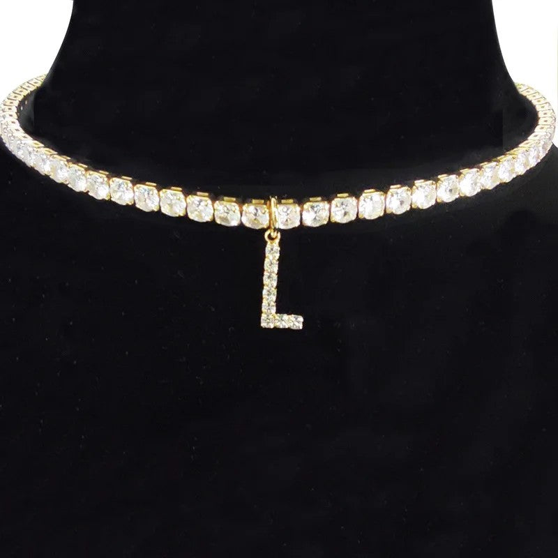 Crystal Initial Butterfly Tennis Necklace