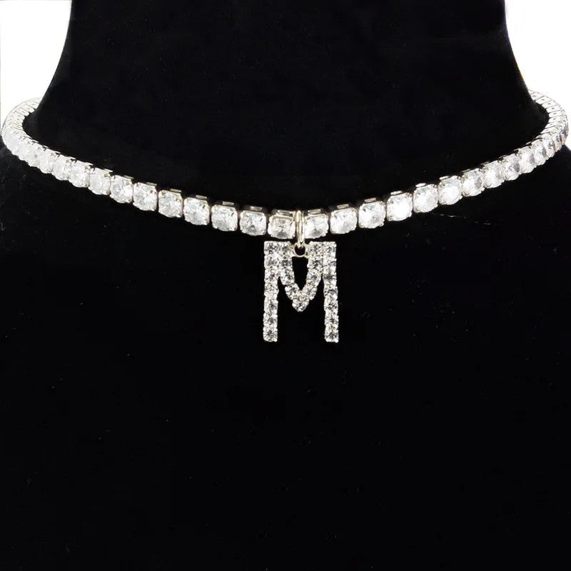 Crystal Initial Butterfly Tennis Necklace