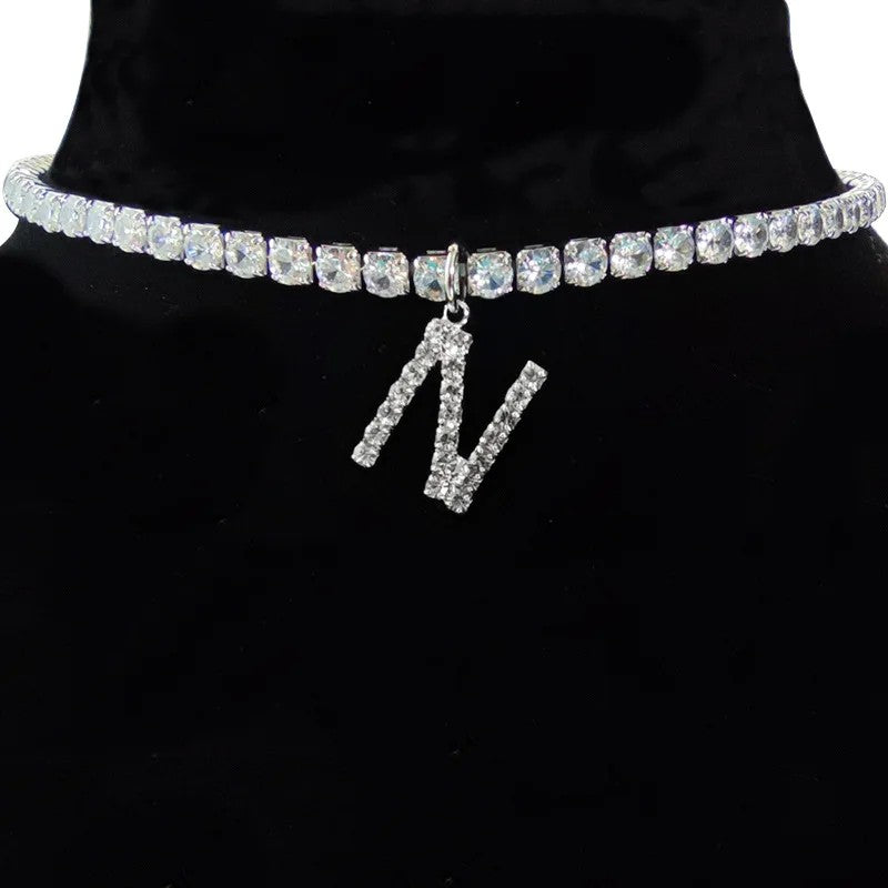 Crystal Initial Butterfly Tennis Necklace
