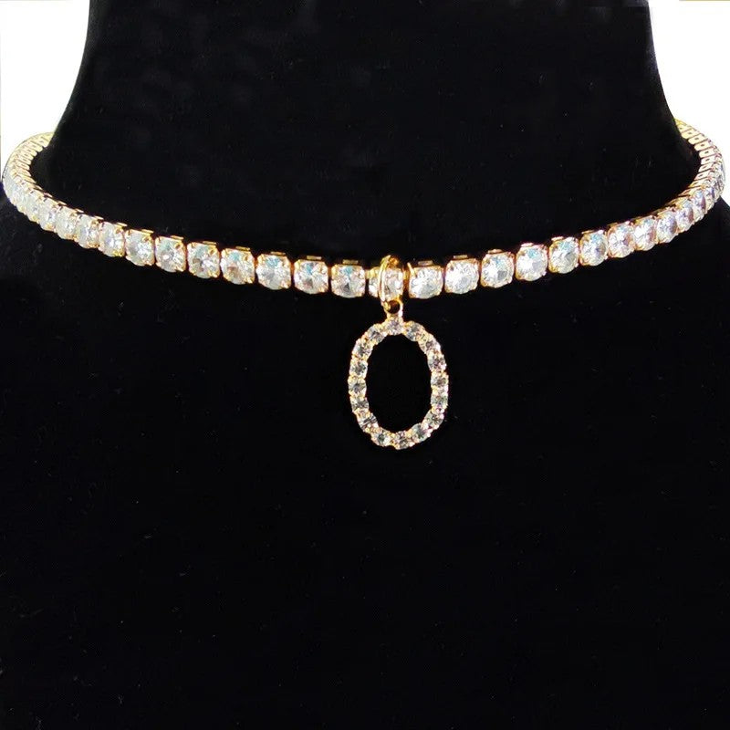 Crystal Initial Butterfly Tennis Necklace