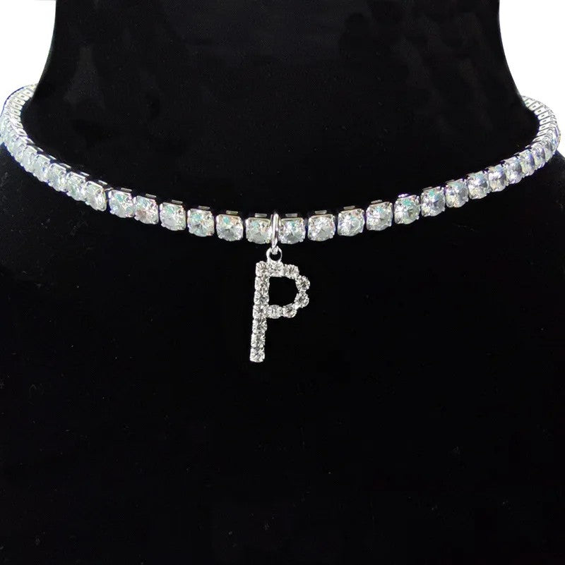 Crystal Initial Butterfly Tennis Necklace