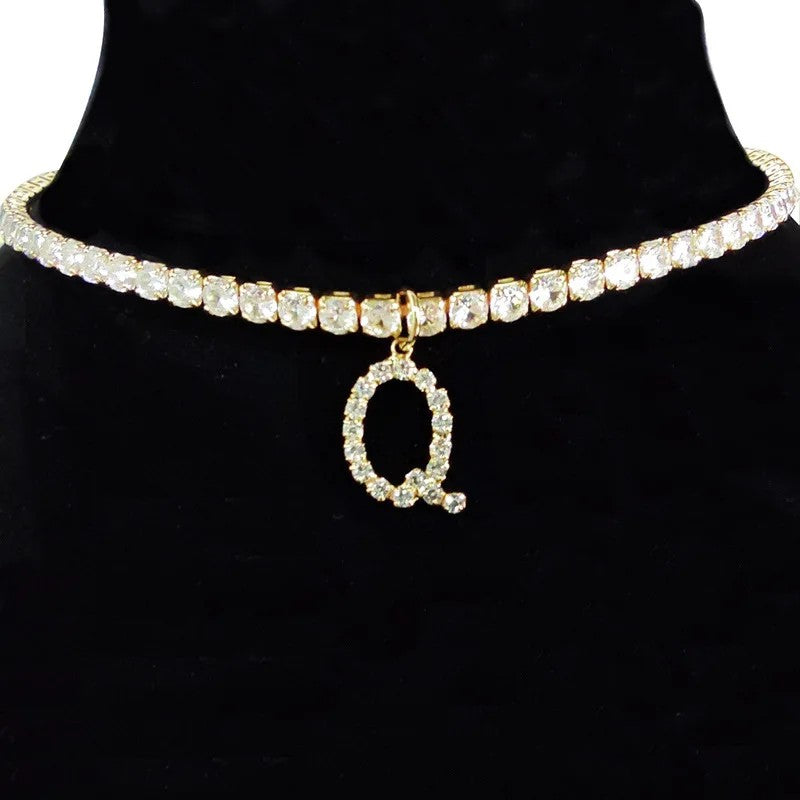 Crystal Initial Butterfly Tennis Necklace